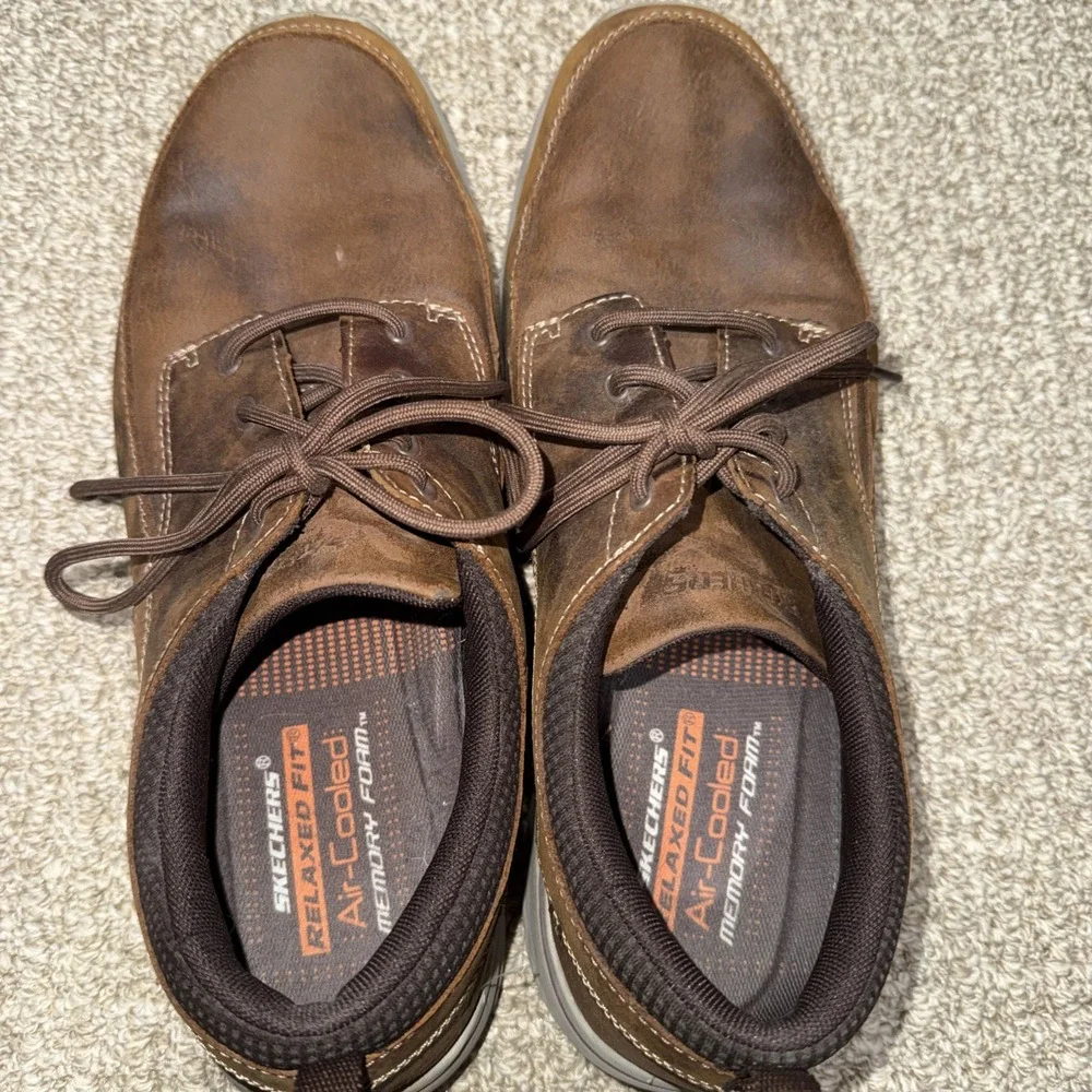 Skechers Men's Relaxed Fit Air Cooled Memory Foam Brown Shoes Size 14